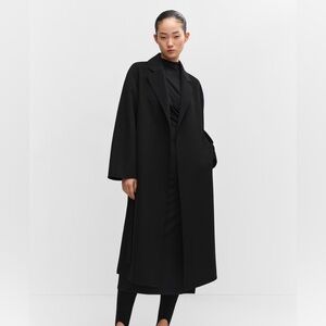 NWT Mango Belt Handmade Wool Black Coat in size XL .